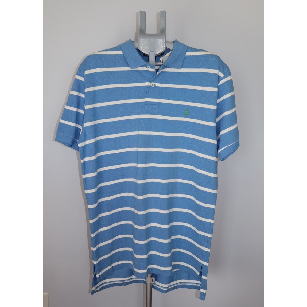 NWT Polo Ralph Lauren Men's Shirt Blue White Stripe L Polo